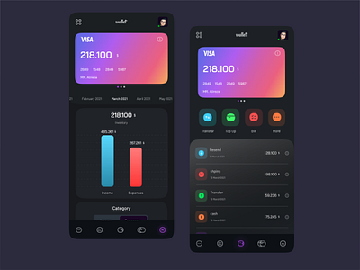 Banking App 2 (dark mode) app app design bank banking card dark app dark ui ui ui design wallet