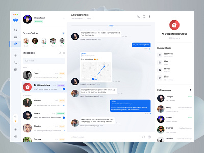 Dispatcher Panel Of Taxi Companies (Chat) -Light mode chat dashboard design minimal taxi ui ui ux ui design