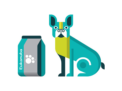 Eukanuba boston terrier dog eukanuba flat food illustration