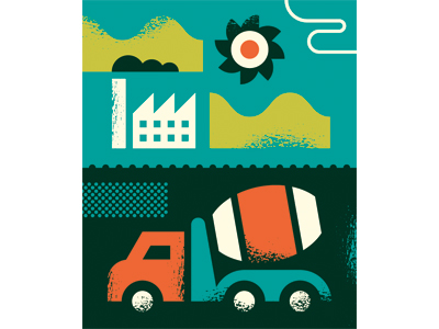 Monocle brazil building cement cloud construction couchman editorial factory hills illustration industry monocle road sun truck wilkins