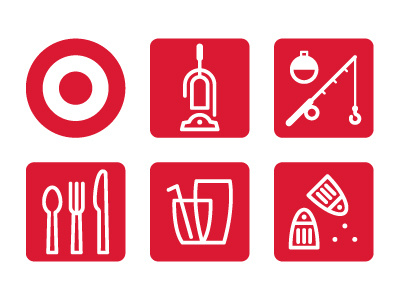 Target Icons bobber cutlery fishing fishing pole fork glass glassware icon icons knife pepper salt shaker sign signage spoon store target vacuum