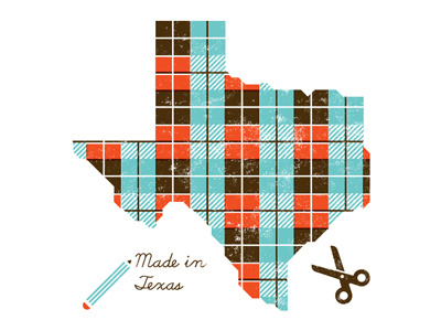 Made in Texas austin create design illustration lecture pencil plaid scissors state talk texas
