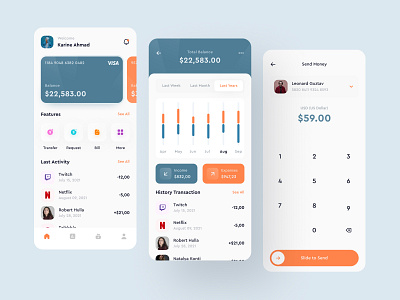 Miwa - Financial App app app design branding clean design e wallet finance financial flat simple ui ux wallet