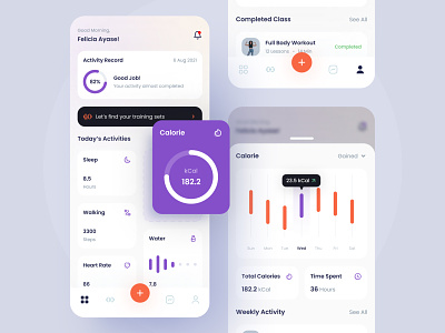 Healthy Track 🏋️‍♀️ - Mobile App Exploration app design branding clean design fitnes fitnes app flat healthy simple ui ui design ux ux design workout workouts