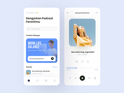 🎧 Podkes - Podcast App Exploration 3d app app design clean design flat illustration listening mobile music podcast simple ui ux