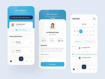 Medical Mobile App Exploration app design clean design doctor drugs find the doctor finder flat medic medical reminder schedule simple ui ux