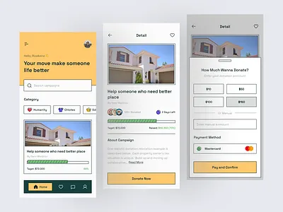 Donation Mobile App app design charity clean community design donation donation app flat funding giving mobile non profit simple ui ux volunteer