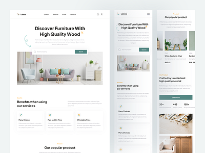 Lalasia - Furniture website app design branding chair clean design flat furniture furniture shop furniture website landingpage logo marketplace property simple ui ux web design website