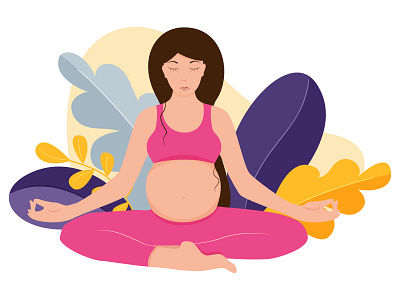 Young beautiful pregnant woman doing yoga. care exercise health maternity mother pregnancy pregnant vector woman yoga