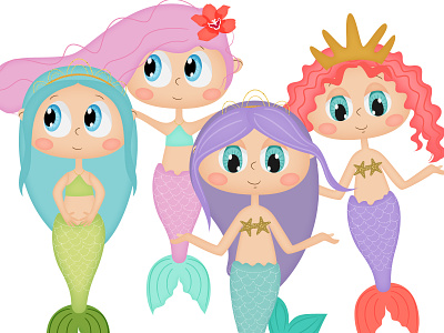 Cute cartoon mermaids card cartoon cute design girl holiday illustration mermaid sea summer sweet underwear vector