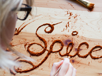 Spice canvas food food with type hand type hand typography paint brush paprika process type typography wood