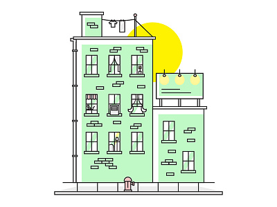 City Buildings bricks buildings city graphic illustration icon illustration illustrator simple vector sun vector vector illustration window