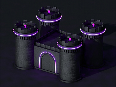 Neon Castle 3d brick c4d castle cinema 4d matte neon neon lights purple