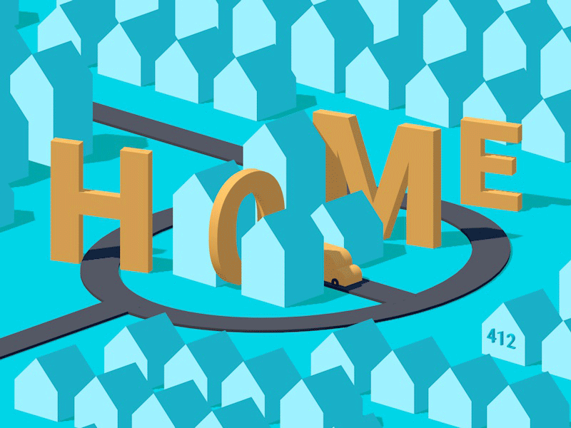 The City is My Home 3d 412 c4d car city driving home pittsburgh town typography