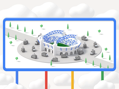 Google Cloud Network Demo - Live Event 3d 3d animation broadcasting c4d cinema4d cloud cloud network google google cloud octane octane render soccer sports stadium