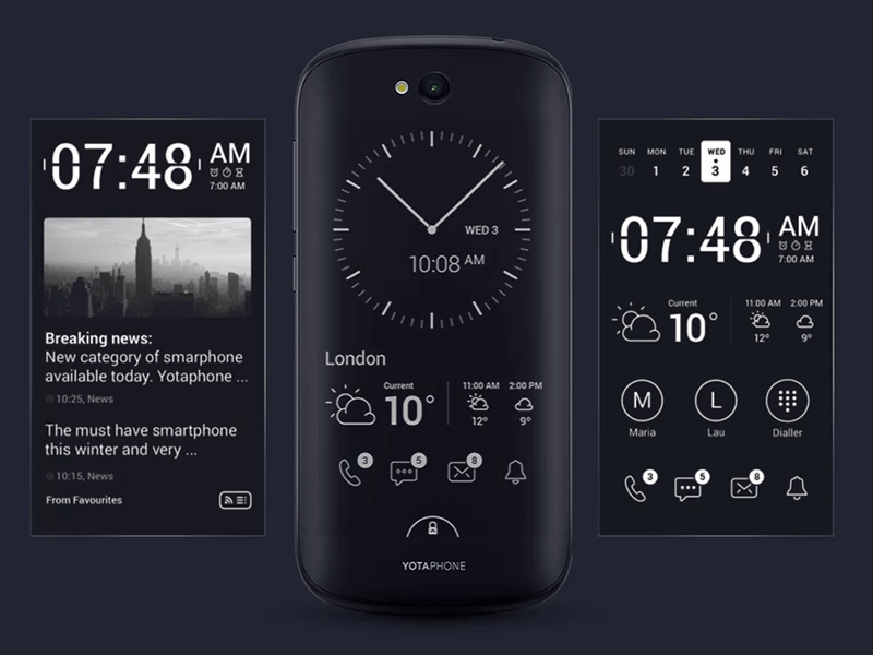 Yota Hub app black grey interface minimal mobile nimax phone simple yota