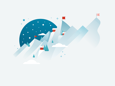 Weighant blue cloud flag house illustration mountain snow webdesign white winter