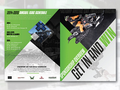 Snowmobile Brochure Front & Back backflip brochure freestyle illustration photo race sno cross snow snowmobile triangles xgames