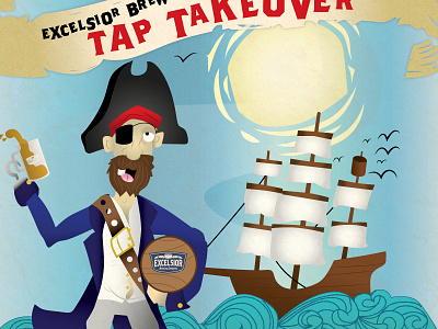 Pirate beer illustration pirate ship