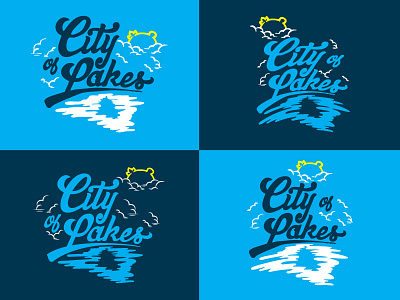 City of Lakes version 2 calhoun clouds hand illustration lakes lettering minneapolis minnesota sun typography water