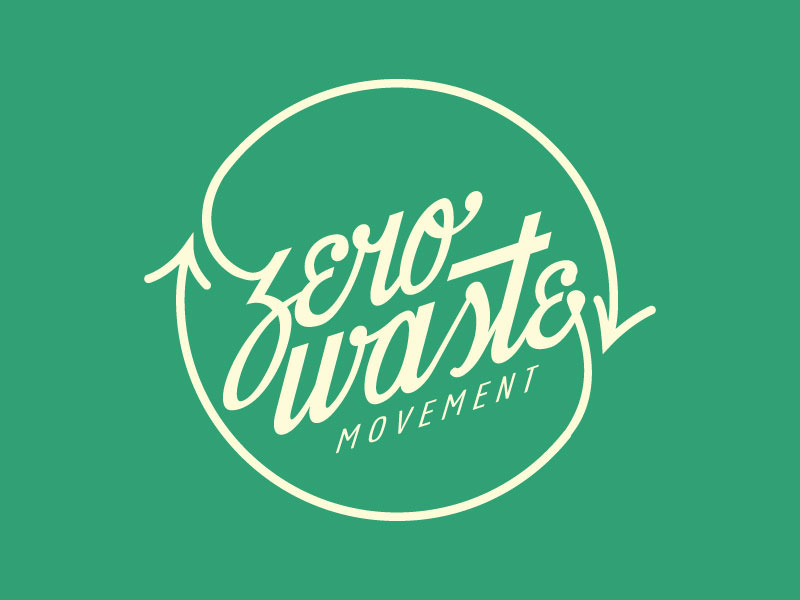 Zero Waste lockup lockup recycling waste lettering hand type script