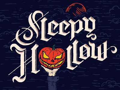 Sleepy halloween hand hollow illustration lettering pumpkin sleepy