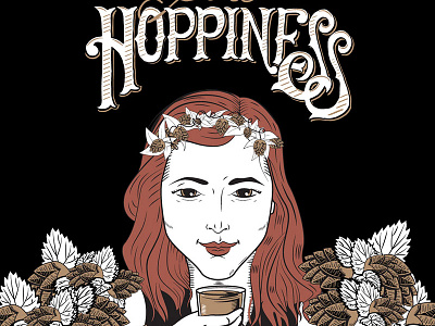 Pursuit of Hoppiness beer craft hand hops illustration lettering mn