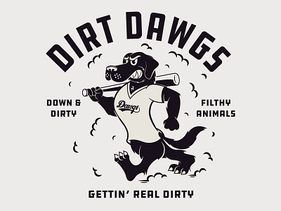 Dirt Dawgs baseball dog illustration retro softball sports vintage