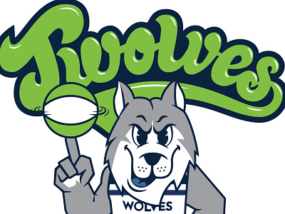 Twolves basketball hand illustration lettering mascot minnesota retro script sports timberwolves wolf