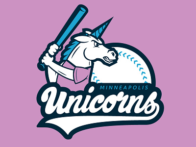 Unicorn baseball lettering minneapolis script softball sports unicorn