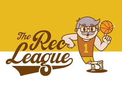 Rec League basketball character design font retro script tone two vintage