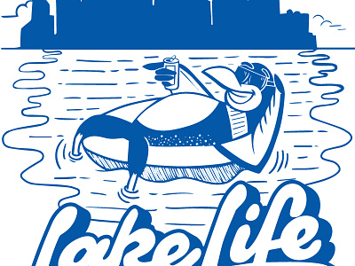 Lake life beer illustration lake loon minnesota