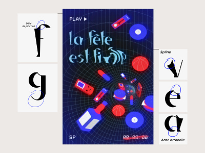 La fête est finie addiction affiche aftereffects aspire ateliers des lumières flyers illustration mapping motion orelsan rap record siphon tv typography