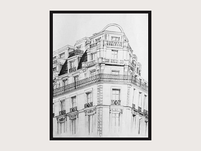 Immeuble art direction artwork black and white drawing pencil