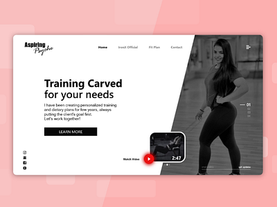 Fitness Model Website Landing Page Design adobe adobe xd design designers experiencedesign fitness fitness model fitness website gym landingpage monochrome quarantine ui ui design user interface webdesign website website design workout