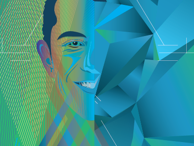 Self Abstraction blue face future green grid low poly pattern poly portrait vector