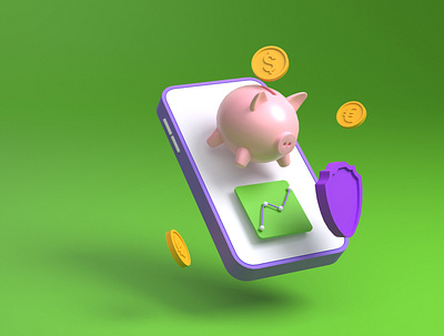 Piggy bank 3d blender financial illustration piggy bank web
