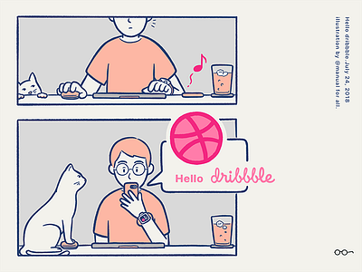 Hello dribbble. cat first shot hello dribbble illustration minimal notification