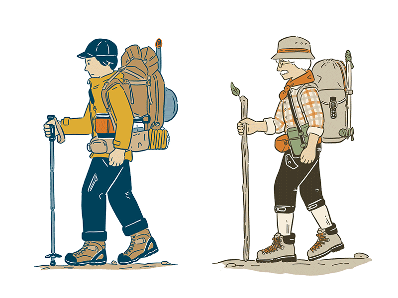 Outdoor Gear / past and now gear hike illustration outdoor taiwan