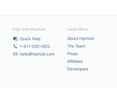 Footer Links helvetica helvetica neue hiphost icons typography