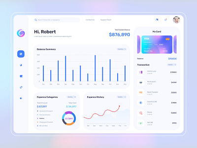 Finance Dashboard Design - Banking App bank banking brandoxe card chart colorful app dashboard design finance dashboard financial fintech gobank minimal money management transaction uiux uiuxdesigner web web application web template website design