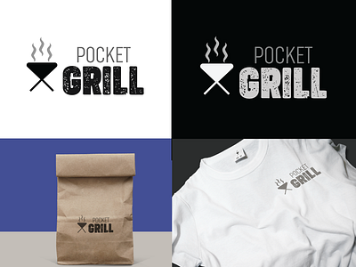 Pocket Grill Logo and Mockups app branding design icon illustration illustrator logo typography vector web