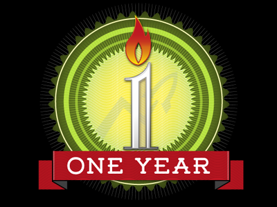 One Year badge birthday illustrator vectorial