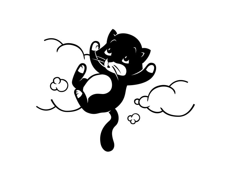 Chiara black cat cute illustration white