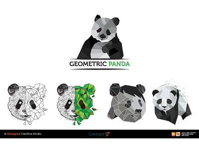 Geometric panda animal animal logo artwork asia beautiful design download geometric green illustrator panda panda logo template design vector