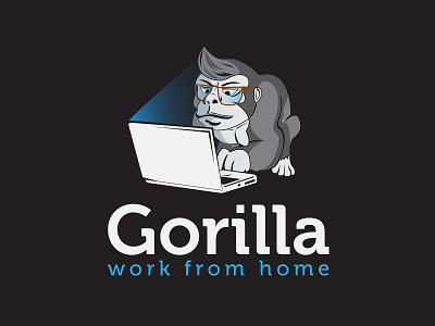 Gorilla work from home anticorona artwork beautiful branding design illustration quarantine vector work from home