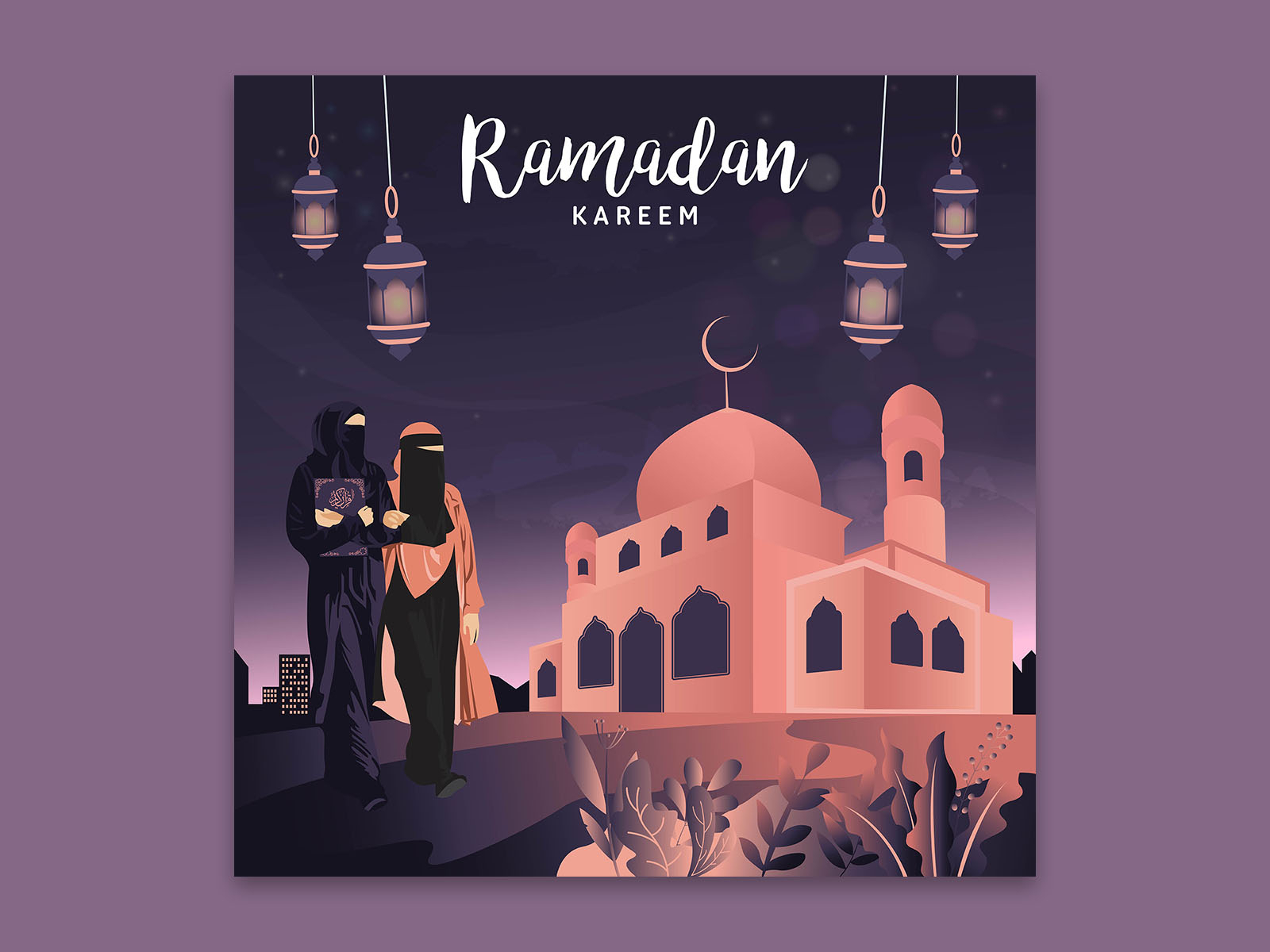 vector Muslim niqab walking from the mosque by Anggara Ts on Dribbble