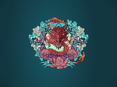 Hand drawn traditional dragon vector full color