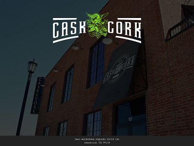 Cask and Cork artwork bar branding design dragon green logo nightclub