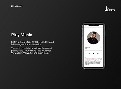 JUMPIX : Music Streaming App Design branding casestudy design music streaming typography ui ux webdesign